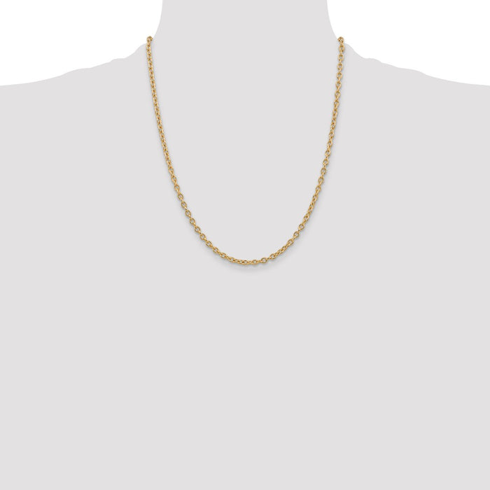 Buy Stylish 14K Gold 22-Inch 3.2mm Round Open Link Chain - Luxury Design-4
