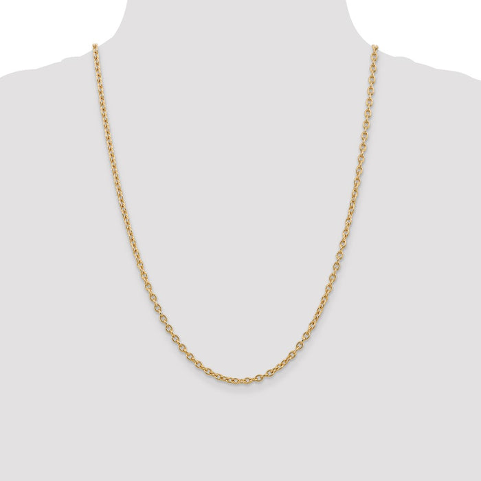 Shop Stylish 14K Gold 24-Inch 3.2mm Cable Chain - Luxury with Lobster Clasp-4
