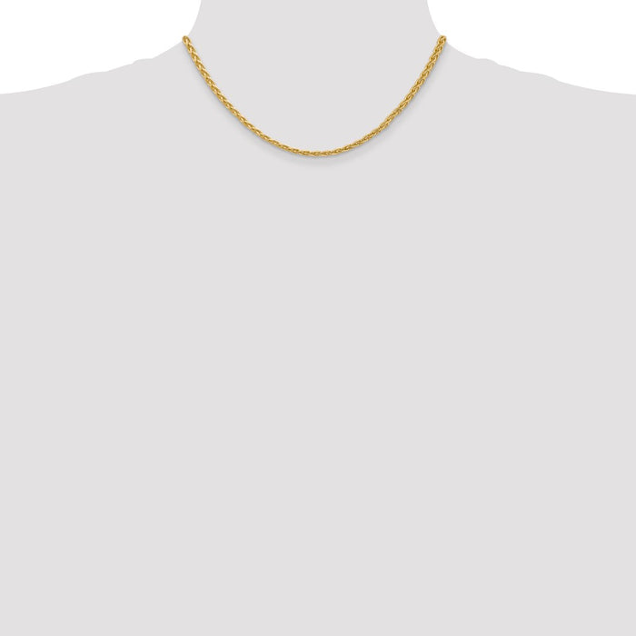 Buy Stylish 14K Gold 16-Inch 3mm Parisian Wheat Chain with Lobster Clasp-4
