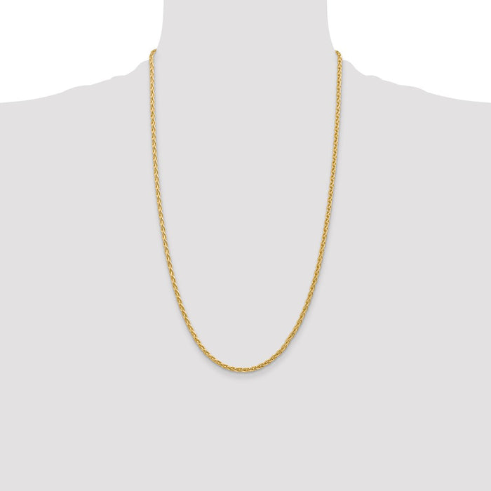 Buy Stylish 14K Gold 26-Inch Parisian Wheat Chain - 3mm, Luxury Lobster Clasp-4