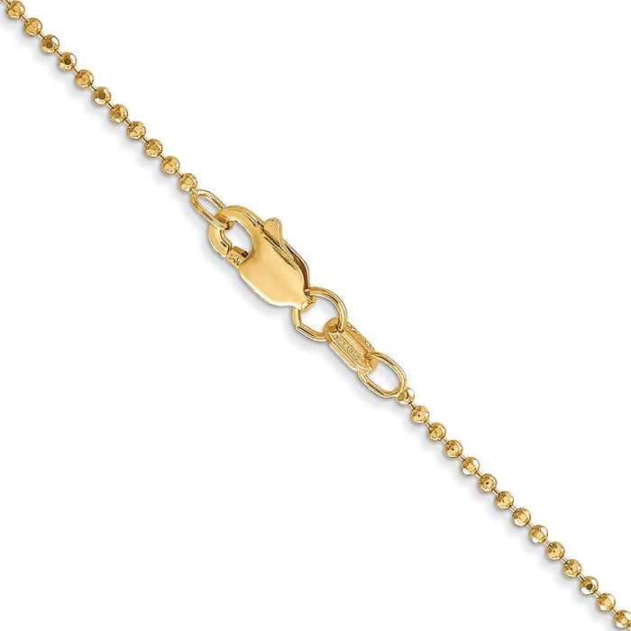 High-Quality 14K Gold 14-Inch Diamond-Cut Beaded Chain - Stylish & Durable-4
