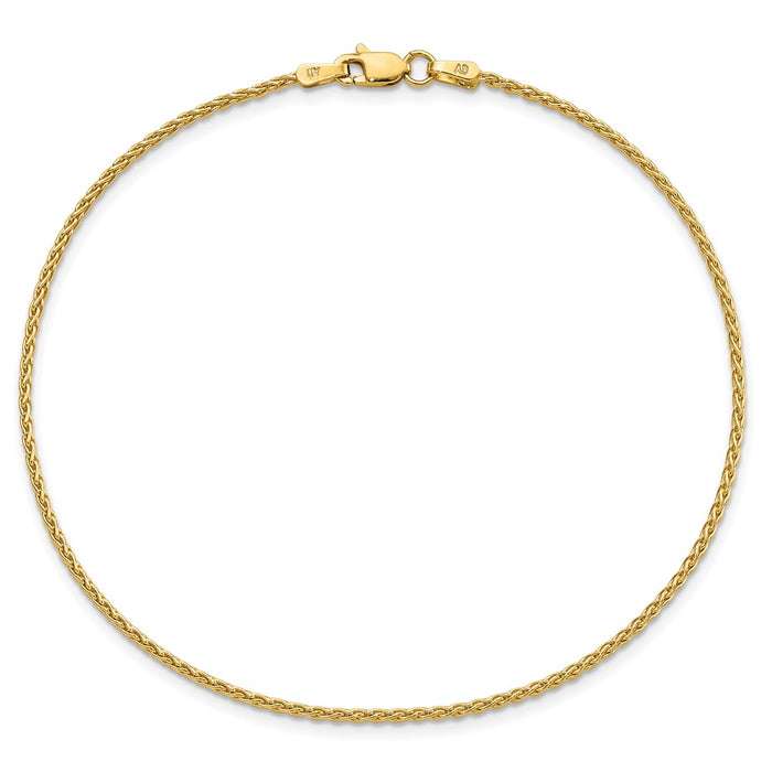 Shop 14K Gold 9-Inch Parisian Wheat Anklet - Stylish 1.5mm Design-4
