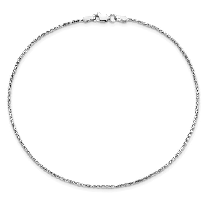Buy Stylish 14K White Gold 10-Inch Diamond-Cut Wheat Anklet - Luxury Look-4