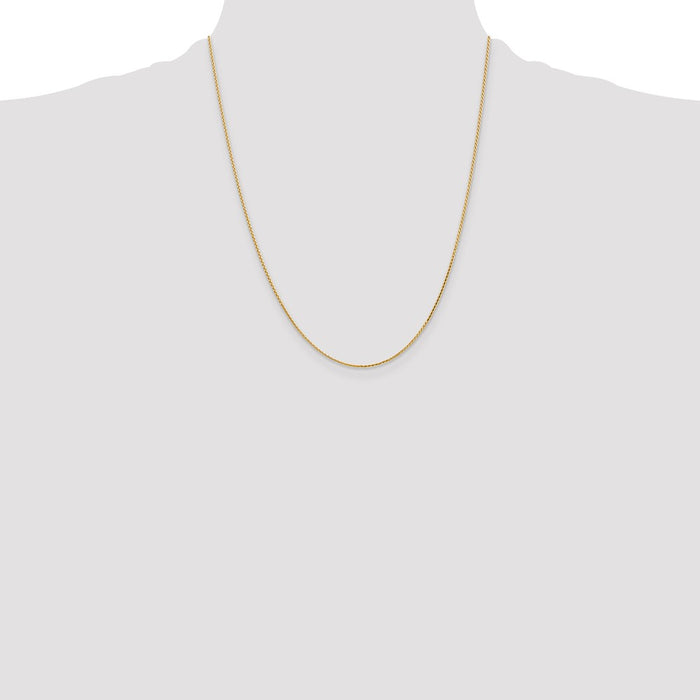 High-Quality 14K Gold 22-Inch 1mm Diamond-Cut Wheat Chain - Stylish Value!-4