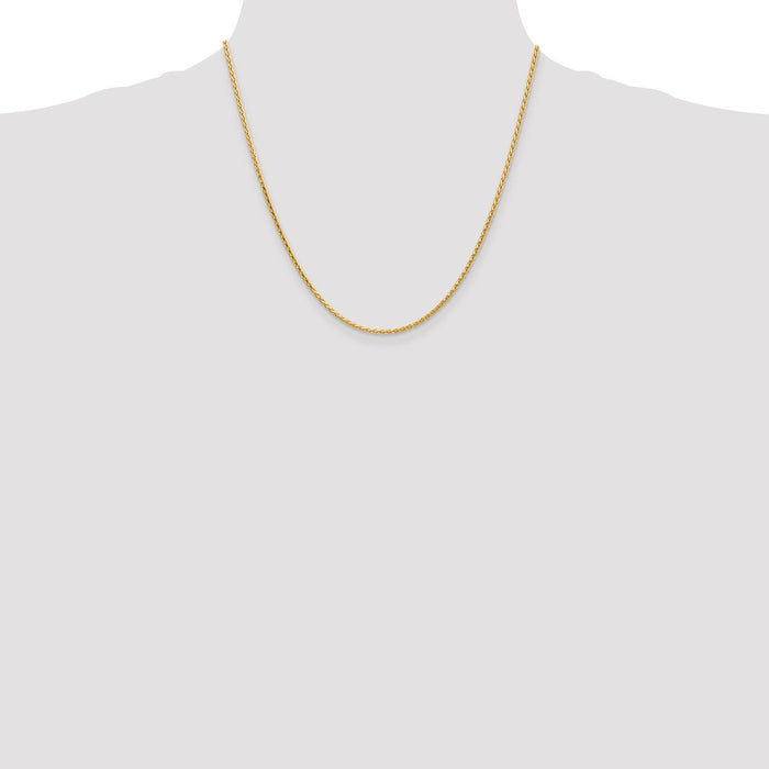 Shop 14K Gold 20-Inch 1.9mm Diamond-Cut Parisian Wheat Chain - Stylish Luxury!-4