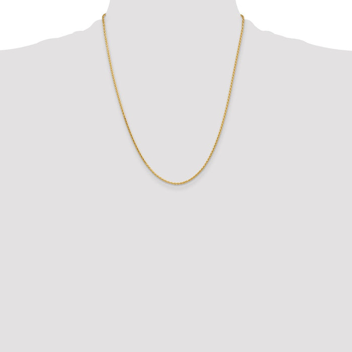 High-Quality 14K Gold 22-Inch 1.9mm Diamond-Cut Parisian Wheat Chain-4