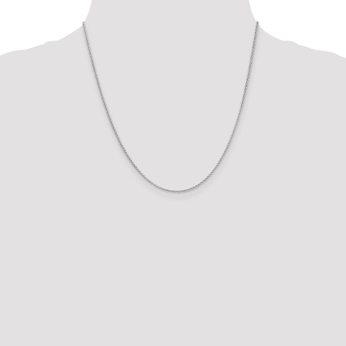 Buy Stylish 14K White Gold 20-Inch Rolo Chain - 1.55mm, Luxury Design-4