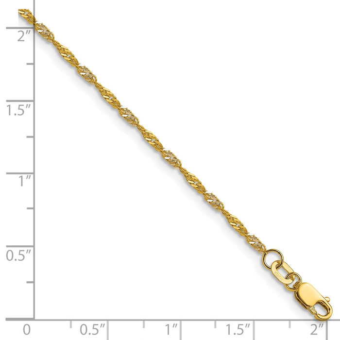 Buy 14K Yellow Gold Rhodium-Plated Singapore Chain, 1.65mm - Stylish Value!-5