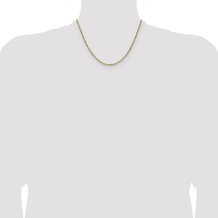 Buy 14K Yellow Gold Rhodium-Plated Singapore Chain, 1.65mm - Stylish Value!-4