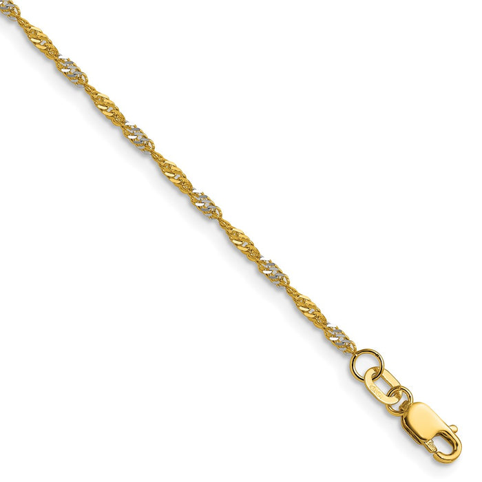 Shop Stylish 1.65mm Singapore Chain in 14K Yellow Gold - Luxury Rhodium Finish-1