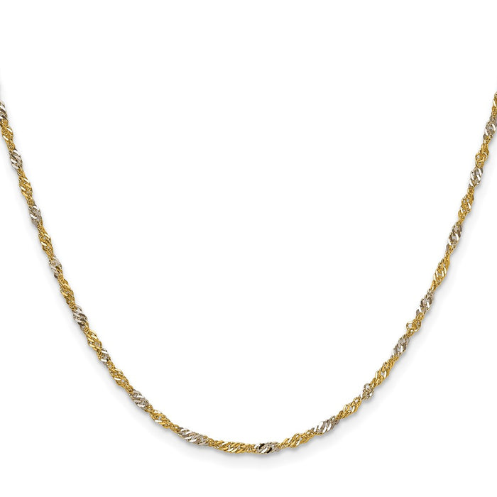 Buy 1.9mm Singapore Chain in 14K Yellow Gold - Luxury Rhodium Finish-2