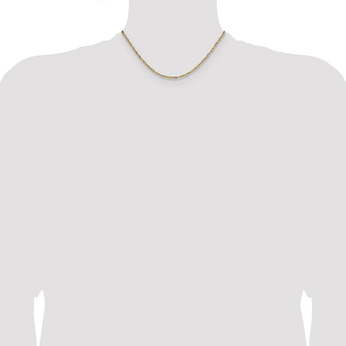Shop Stylish 1.9mm Singapore Chain in 14K Yellow Gold - Luxury Rhodium Finish-4
