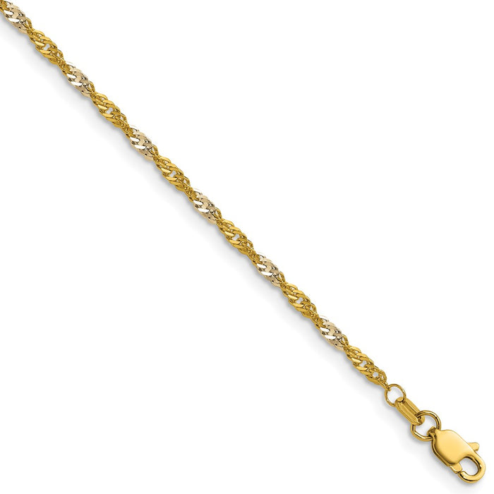 Buy 1.9mm Singapore Chain in 14K Yellow Gold - Luxury Rhodium Finish-1