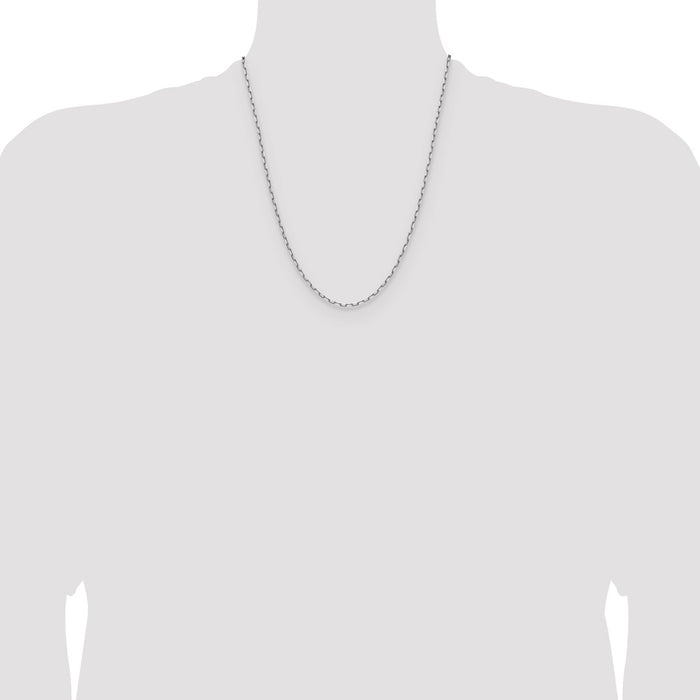 Buy 14K White Gold 2.1mm Solid Beveled Paperclip Link Chain - Stylish Value!-4