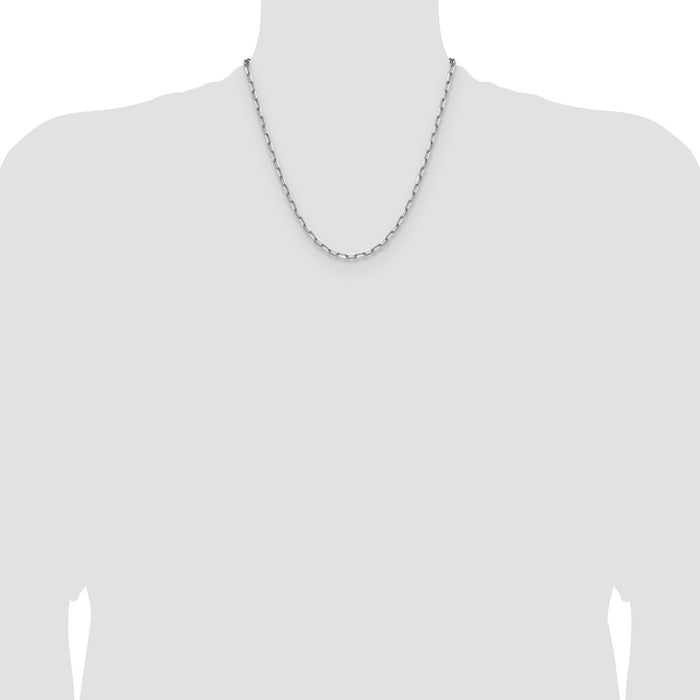 Buy Affordable 14K White Gold 3.5mm Solid Beveled Paperclip Link Chain-4