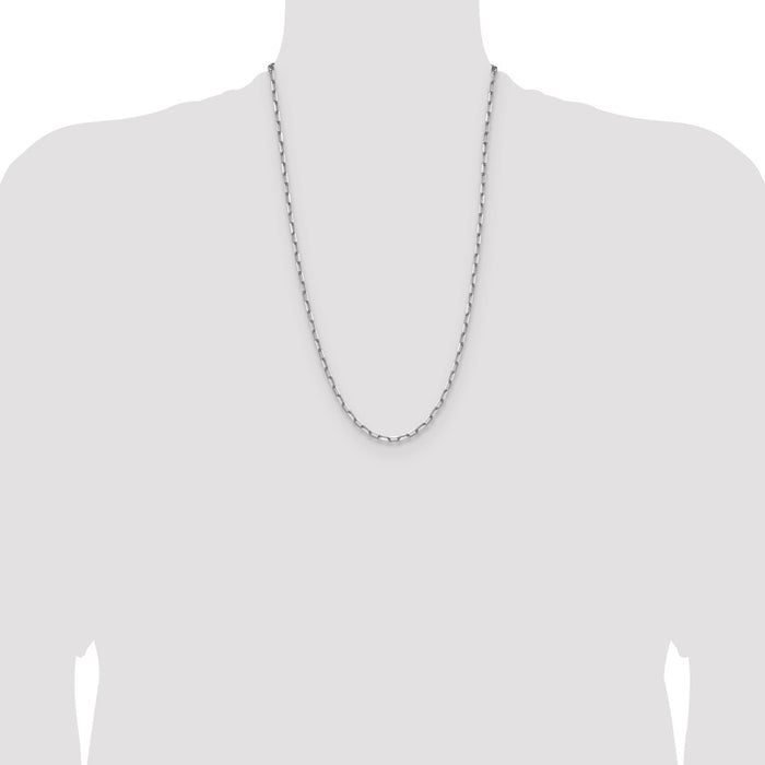 Shop 14K White Gold 3.5mm Solid Beveled Paperclip Link Chain - Stylish Luxury!-4