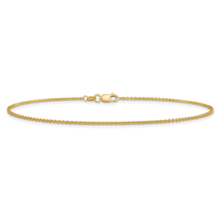 Exclusive 14K Gold 10-Inch 1.4mm Round Open Link Cable Anklet - Affordable Luxury!-2