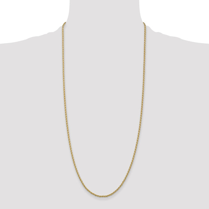 Buy Stylish 14K Gold 30-Inch Parisian Wheat Chain - 2.25mm, Lobster Clasp-4