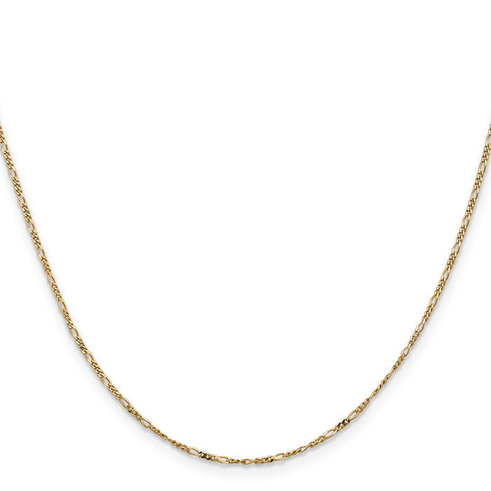 Buy 14K Gold 16-Inch Flat Figaro Chain - Stylish 1.25mm Pendant Ring-2