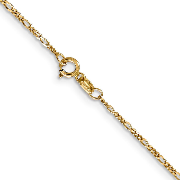 Buy Stylish 14K Gold 13-Inch Flat Figaro Chain, 1.25mm with Spring Pendant-3