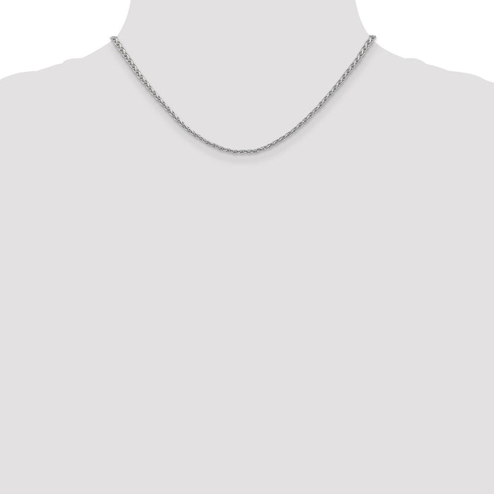 Shop Stylish 14K White Gold 16-Inch Parisian Wheat Chain - 2.25mm, Lobster Clasp-4