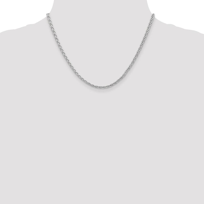 Buy Stylish 14K White Gold 18-Inch 4mm Parisian Wheat Chain with Lobster Clasp-4