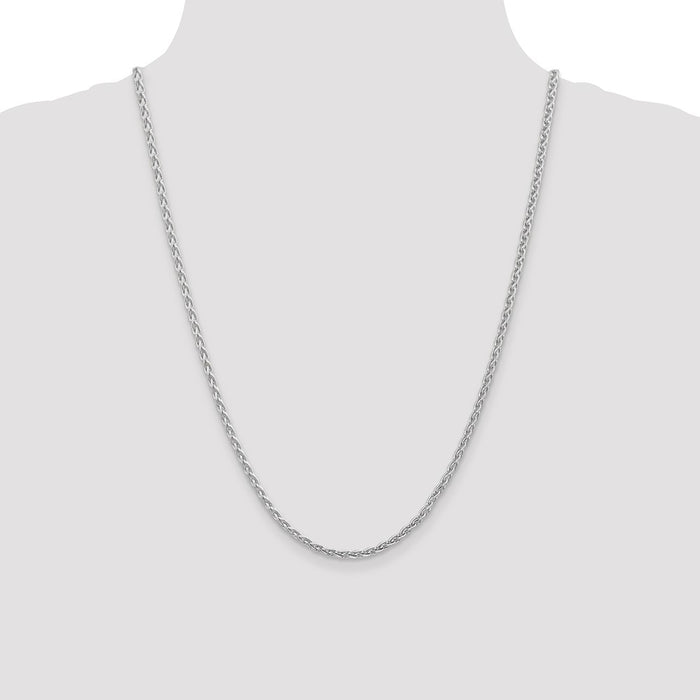 High-Quality 24-Inch 4mm 14K White Gold Parisian Wheat Chain - Stylish Value!-4