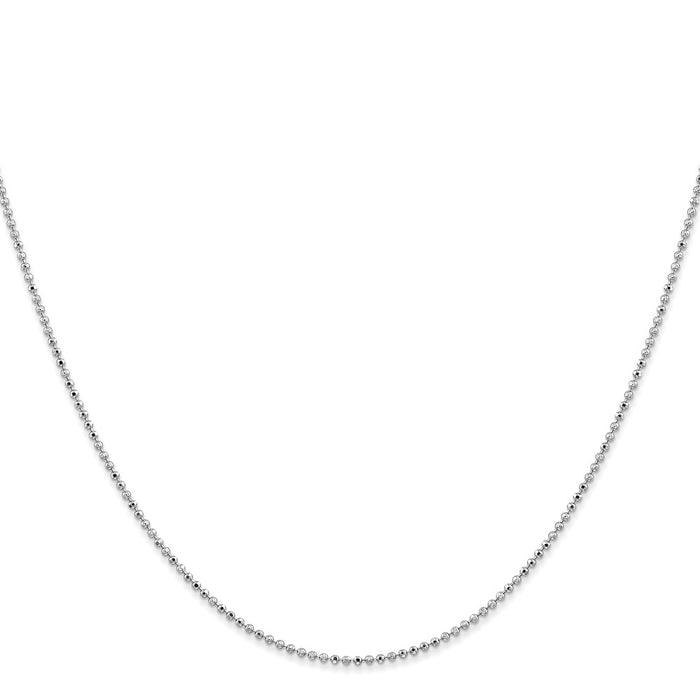 Buy 14K White Gold 20-Inch 1.2mm Diamond-Cut Beaded Pendant Chain, Stylish-2