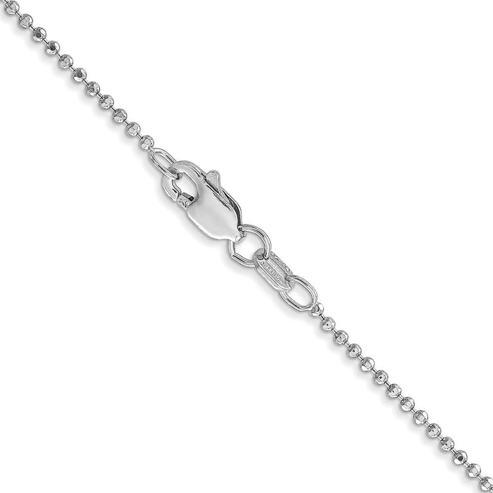 Buy 14K White Gold 16-Inch Diamond-Cut Beaded Pendant Chain - Stylish & Affordable!-3