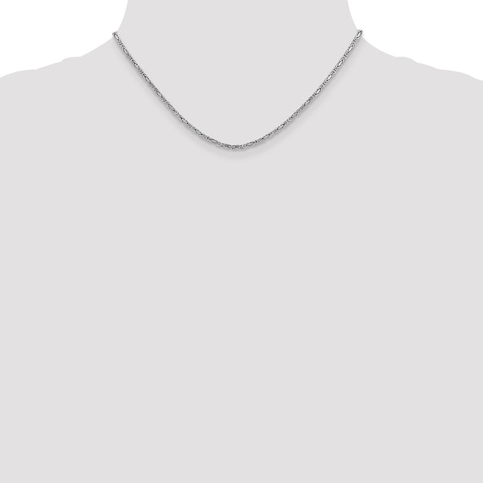 Shop Stylish 14K White Gold Byzantine Chain 16-Inch 2mm - Luxury Design-4