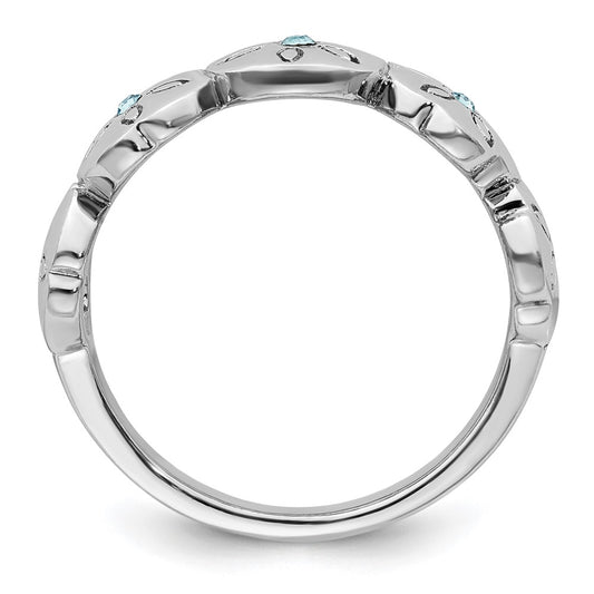 Exclusive Polished Blue Crystal Sand Dollar Ring - Stylish Rhodium-Plated Silver