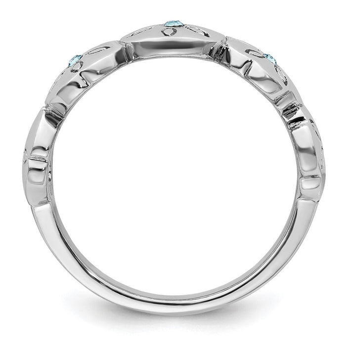 Buy Stylish Polished Blue Crystal Sand Dollar Ring in Rhodium-Plated Silver-2