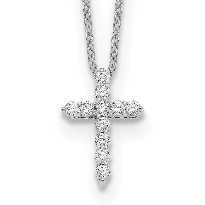 Buy Elegant 14K White Gold Diamond Cross Necklace - 18" Length, Stylish Value-1