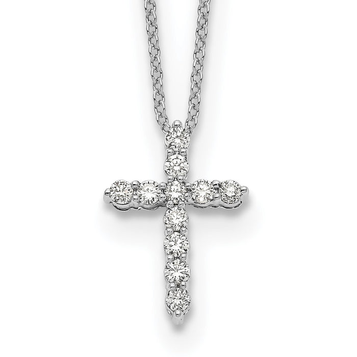 Exclusive 14K White Gold Diamond Cross Necklace - 18 Inch, Stylish Value-1