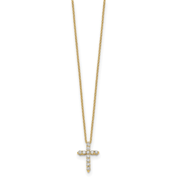Shop 14K Gold Diamond Cross Necklace - 18 Inch Length, Stylish & Affordable!-2