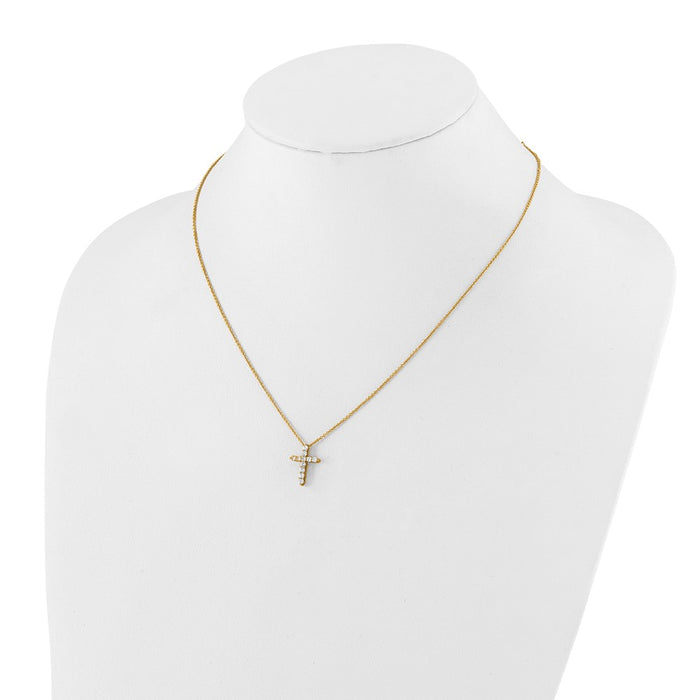Shop 14K Gold Diamond Cross Necklace - 18 Inch Length, Stylish & Affordable!-3