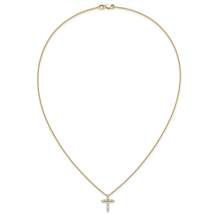 Shop 14K Gold Diamond Cross Necklace - 18 Inch Length, Stylish & Affordable!-4