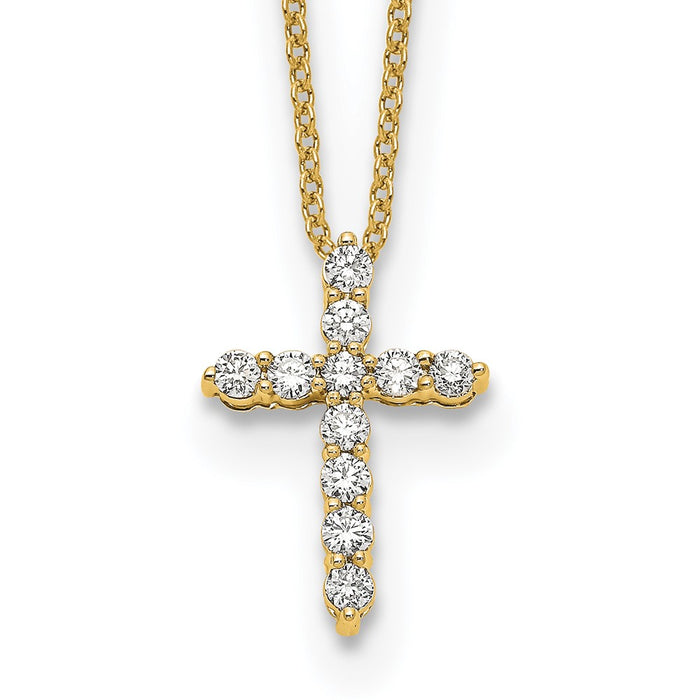 Shop 14K Gold Diamond Cross Necklace - 18 Inch Length, Stylish & Affordable!-1