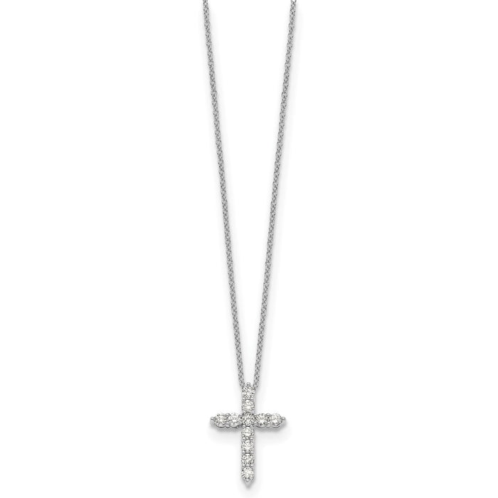 High-quality 14K White Gold Diamond Cross Necklace, 18" - Stylish Value!-2