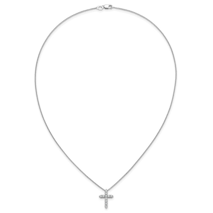 High-quality 14K White Gold Diamond Cross Necklace, 18" - Stylish Value!-4