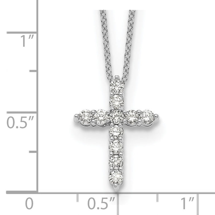 High-quality 14K White Gold Diamond Cross Necklace, 18" - Stylish Value!-5