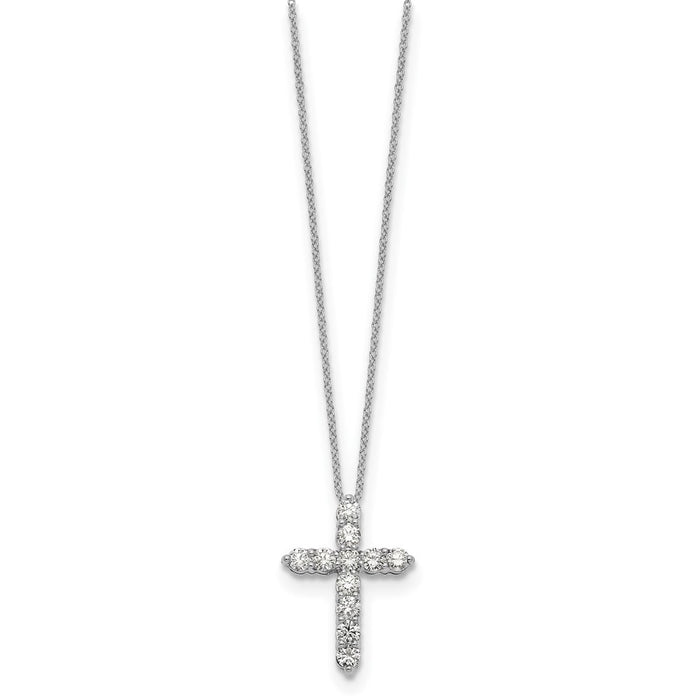Shop 14K White Gold Diamond Cross Necklace - 18 Inch, Stylish & Affordable!-2