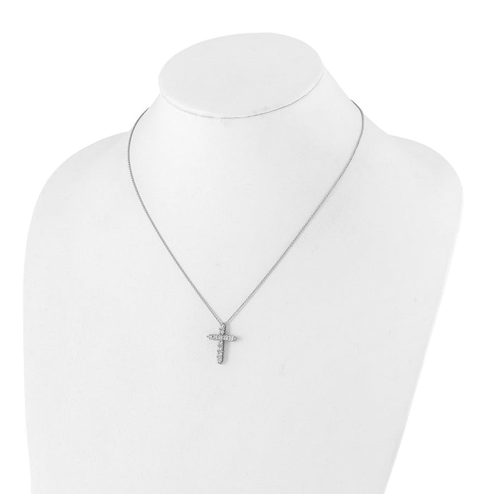 Shop 14K White Gold Diamond Cross Necklace - 18 Inch, Stylish & Affordable!-3