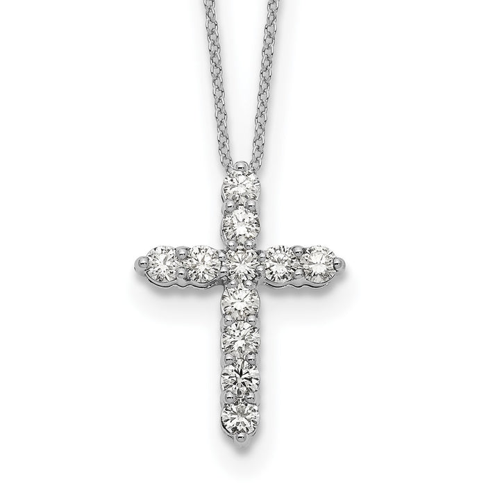 Shop 14K White Gold Diamond Cross Necklace - 18 Inch, Stylish & Affordable!-1