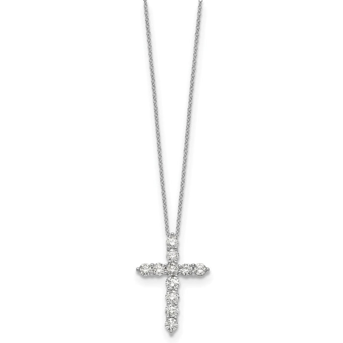 High-Quality 14K White Gold Diamond Cross Necklace - 18 Inch, Stylish Value-2