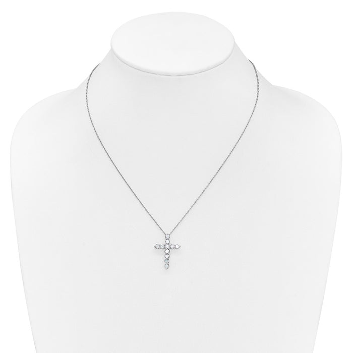 High-Quality 14K White Gold Diamond Cross Necklace - 18 Inch, Stylish Value-3