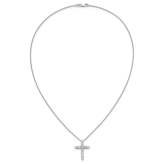 High-Quality 14K White Gold Diamond Cross Necklace - 18 Inch, Stylish Value-4