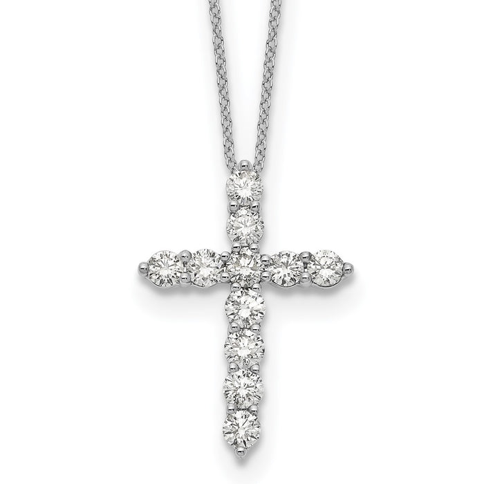 High-Quality 14K White Gold Diamond Cross Necklace - 18 Inch, Stylish Value-1