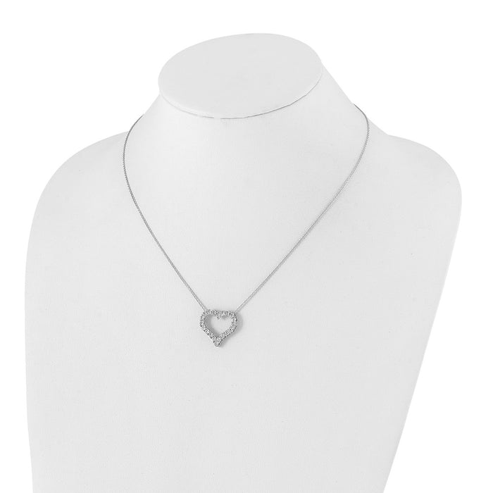 Shop Exclusive 14K White Gold Heart Necklace with Diamonds - 18" Stylish Design-3