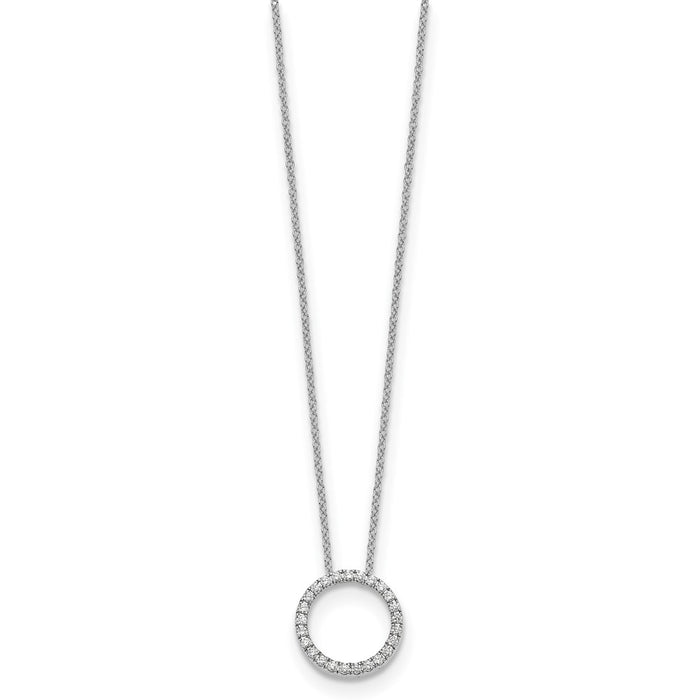 Buy 14K White Gold Diamond Circle Pendant Necklace - Stylish 18 Inch Design-2